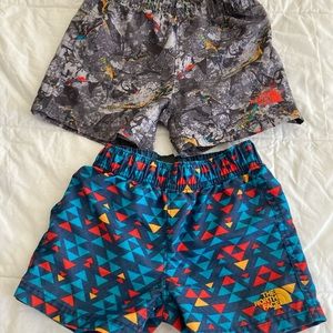 2 pairs: boys north face active wear/ swim shorts